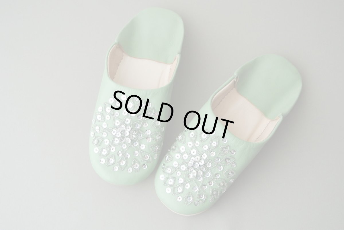 画像2: バブーシュ・スパンコール（淡いグリーン ）24〜25センチ　メール便可・ラッピング無料 (2)