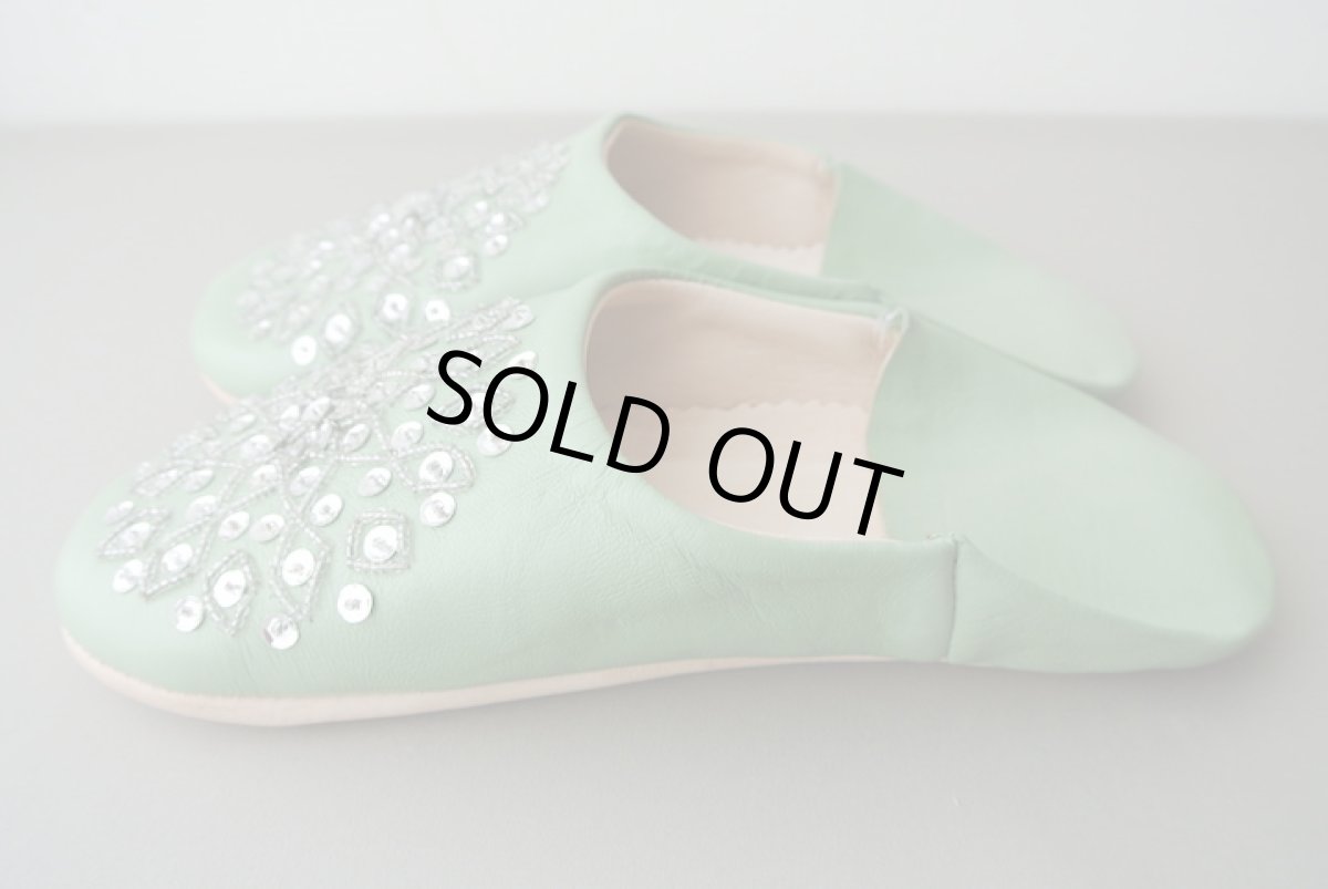 画像4: バブーシュ・スパンコール（淡いグリーン ）24〜25センチ　メール便可・ラッピング無料 (4)