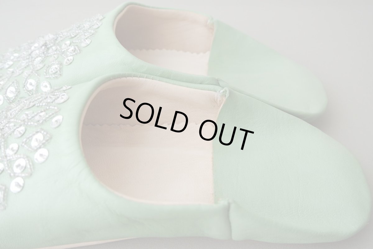 画像5: バブーシュ・スパンコール（淡いグリーン ）24〜25センチ　メール便可・ラッピング無料 (5)