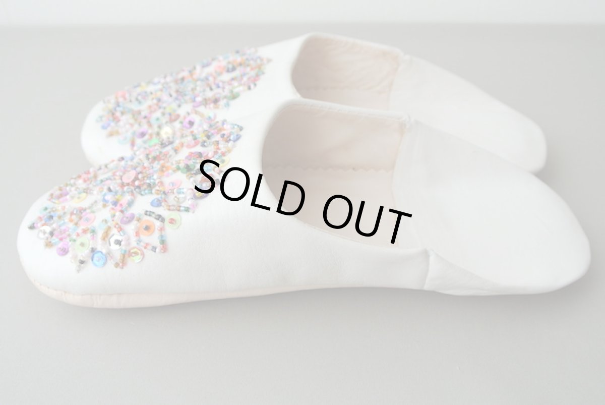 画像4: バブーシュ・スパンコール（白×カラフル）23〜24センチ　メール便可・ラッピング無料 (4)