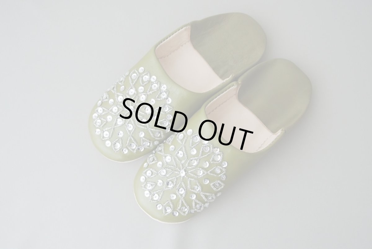 画像2: バブーシュ・スパンコール （カーキ）24〜25センチ メール便可・ラッピング無料 (2)