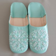 画像1: バブーシュ・スパンコール（ミントグリーン）24〜25センチ メール便可・ラッピング無料 (1)