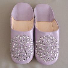 画像1: バブーシュ・スパンコール （薄紫）24〜25センチ メール便可・ラッピング無料 (1)