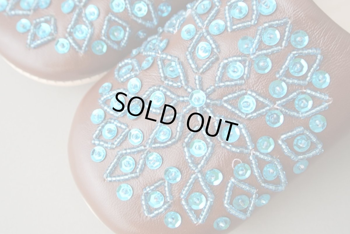 画像3: バブーシュ・スパンコール （ブラウン×ブルー）24〜25センチ メール便可・ラッピング無料 (3)