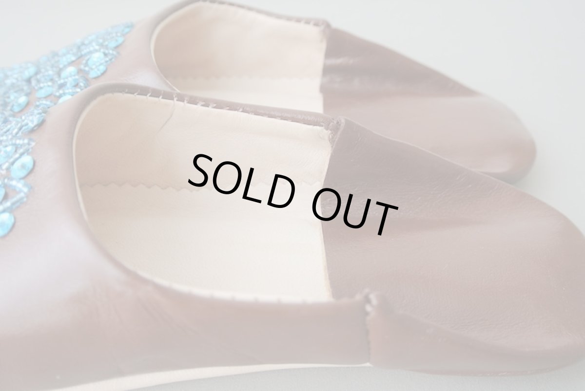 画像5: バブーシュ・スパンコール （ブラウン×ブルー）24〜25センチ メール便可・ラッピング無料 (5)