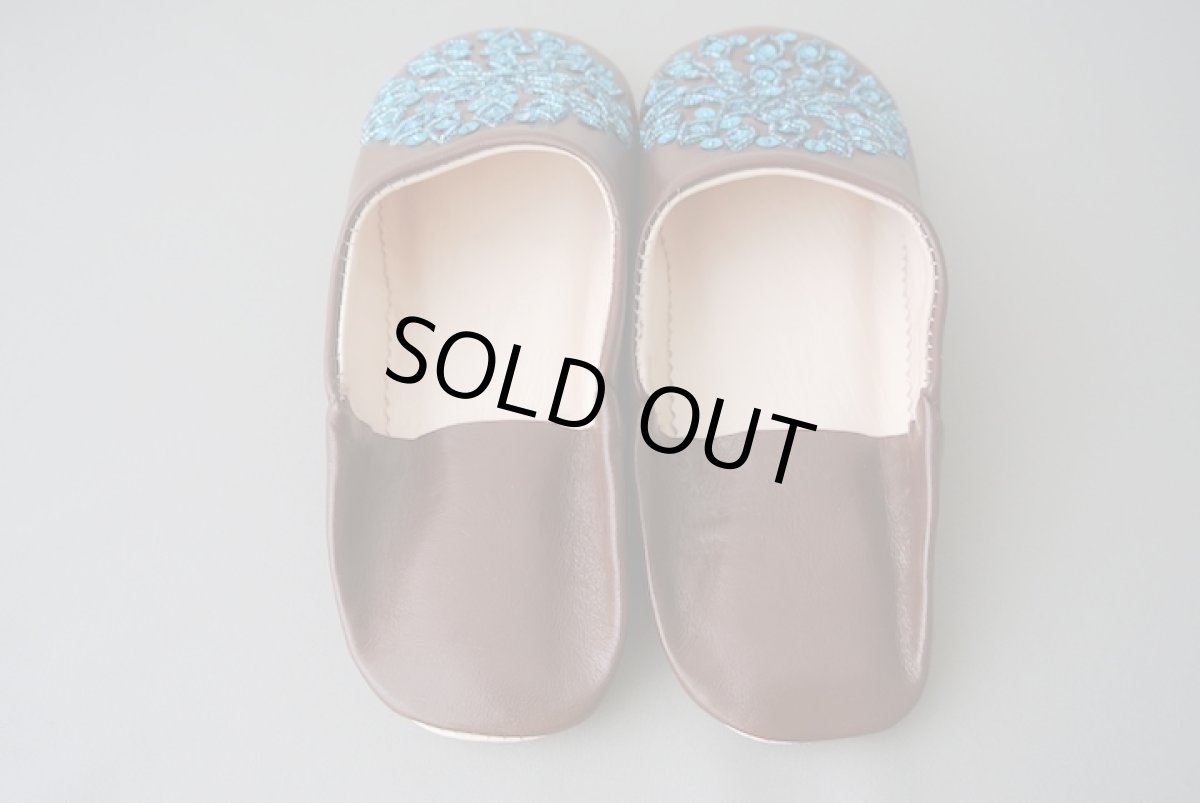 画像6: バブーシュ・スパンコール （ブラウン×ブルー）24〜25センチ メール便可・ラッピング無料 (6)