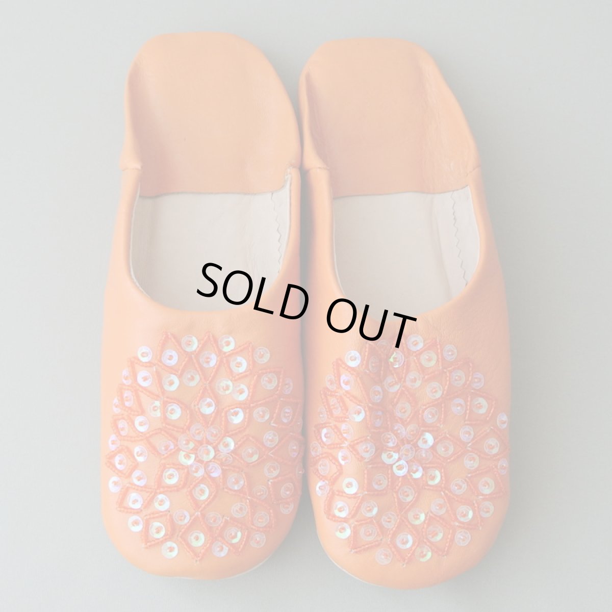 画像1: バブーシュ・スパンコール （オレンジ）24〜25センチ　メール便可・ラッピング無料 (1)