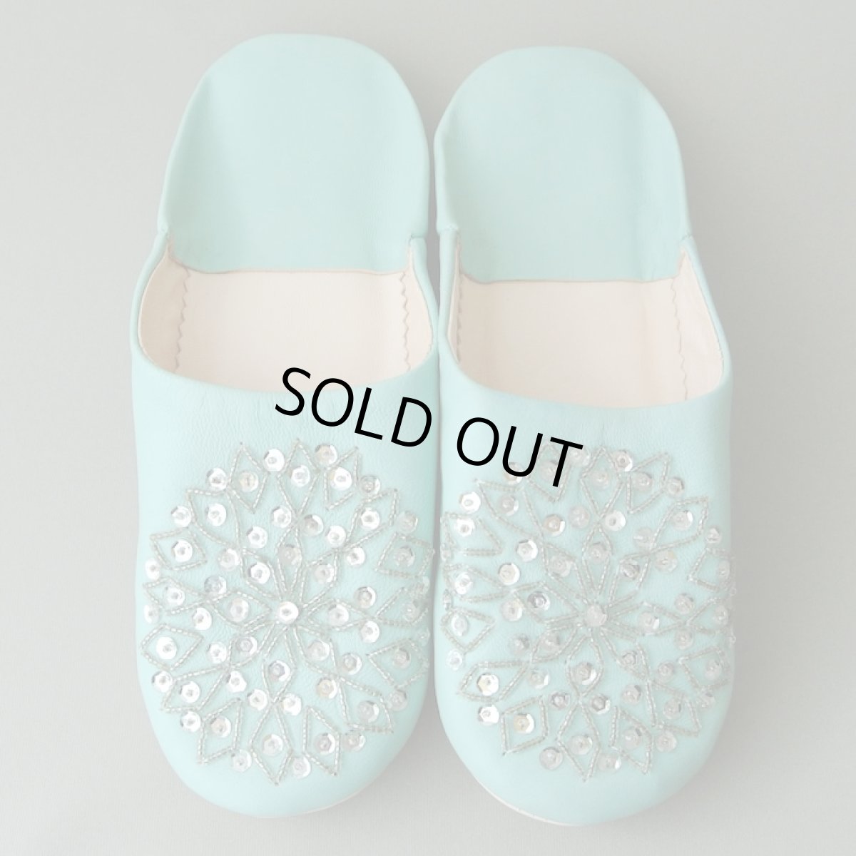 画像1: バブーシュ・スパンコール （ブルーグリーン）24〜25センチ メール便可・ラッピング無料 (1)