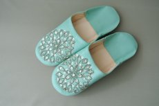 画像2: バブーシュ・スパンコール （ブルーグリーン）24〜25センチ メール便・ラッピング無料 (2)