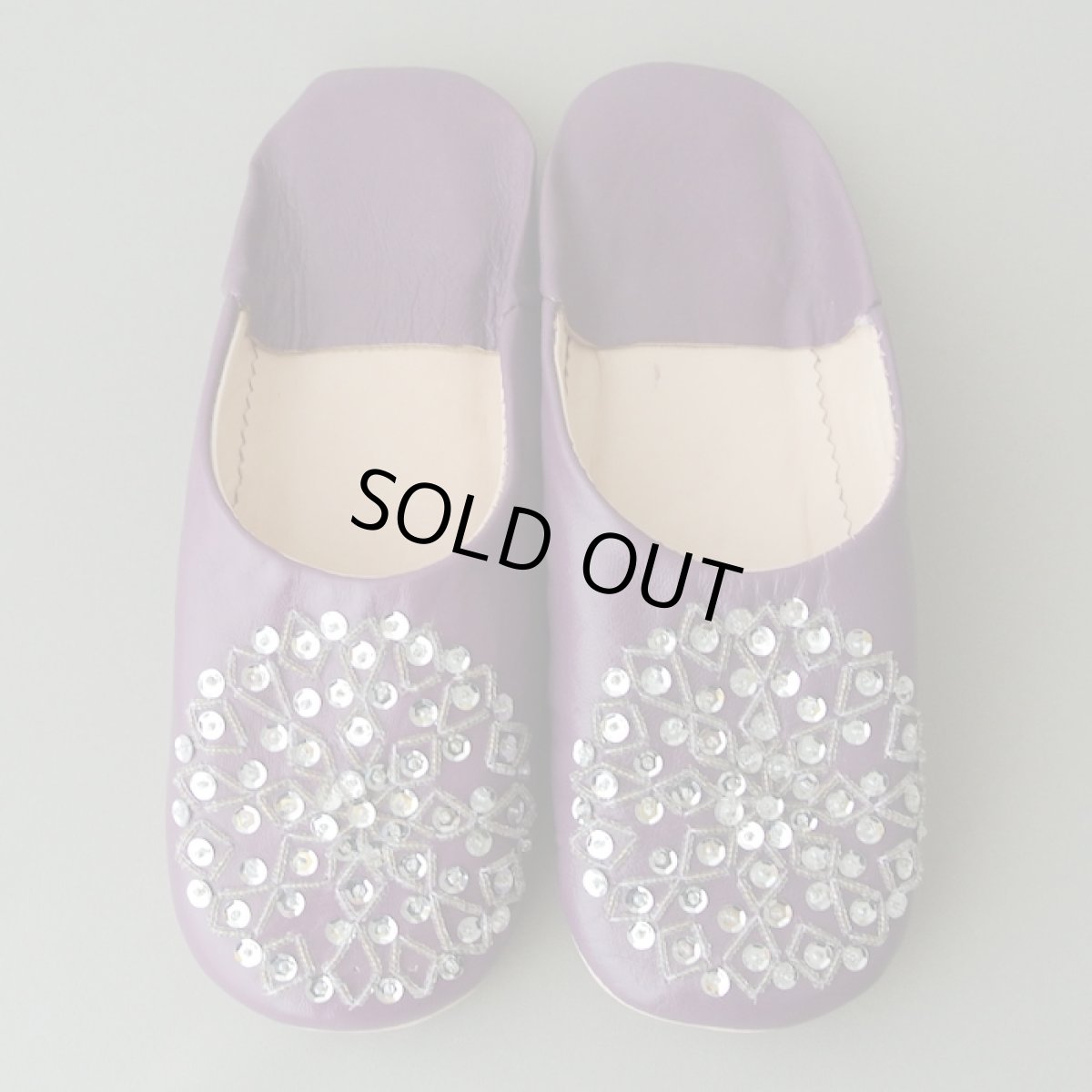 画像1: バブーシュ・スパンコール （古代紫）24〜25センチ メール便可・ラッピング無料 (1)