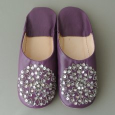 画像1: バブーシュ・スパンコール （古代紫）24〜25センチ メール便可・ラッピング無料 (1)