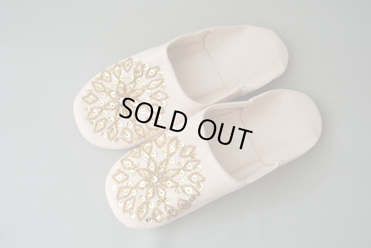 画像2: バブーシュ・スパンコール（ ヌメ革×ゴールド）24〜25センチ メール便可・ラッピング無料 (2)