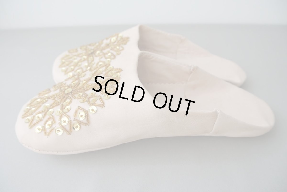 画像4: バブーシュ・スパンコール（ ヌメ革×ゴールド）24〜25センチ メール便可・ラッピング無料 (4)