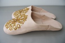 画像4: バブーシュ・スパンコール（ ヌメ革×ゴールド）24〜25センチ メール便可・ラッピング無料 (4)