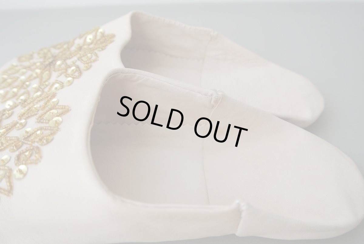 画像5: バブーシュ・スパンコール（ ヌメ革×ゴールド）24〜25センチ メール便可・ラッピング無料 (5)