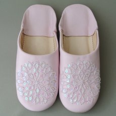 画像1: バブーシュ・スパンコール （桜色）24〜25センチ メール便可・ラッピング無料 (1)