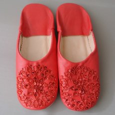 画像1: バブーシュ・スパンコール（レッド）24〜25センチ メール便可・ラッピング無料 (1)