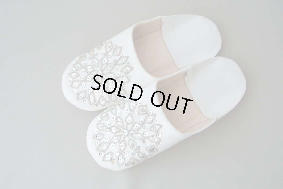 画像2: バブーシュ・スパンコール （ 白×シルバー）23〜24センチ メール便可・ラッピング無料 (2)