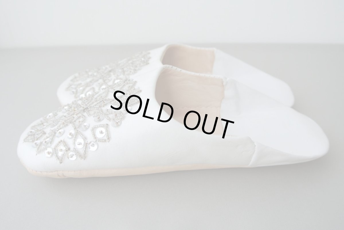 画像4: バブーシュ・スパンコール （ 白×シルバー）23〜24センチ メール便可・ラッピング無料 (4)