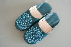 画像2: バブーシュ・スパンコール（グレイッシュグリーン×ブルー）22〜25センチ　メール便可・ラッピング無料 (2)