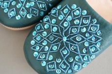 画像3: バブーシュ・スパンコール（グレイッシュグリーン×ブルー）22〜25センチ　メール便可・ラッピング無料 (3)