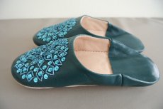 画像4: バブーシュ・スパンコール（グレイッシュグリーン×ブルー）22〜25センチ　メール便可・ラッピング無料 (4)