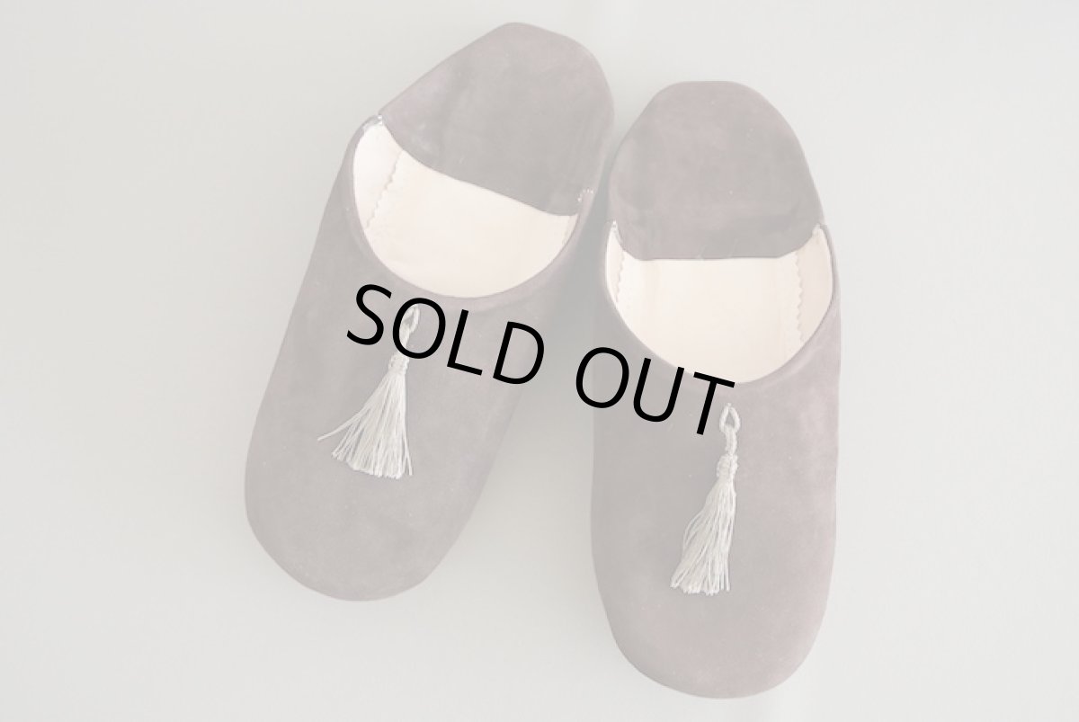 画像2: 【SALE】バブーシュ｜スウェード・メンズ　タッセル（こげ茶×グレージュ）26〜27センチ ラッピング無料 (2)