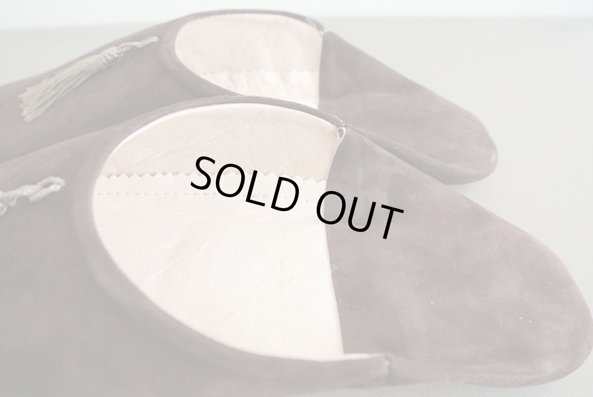 画像5: 【SALE】バブーシュ｜スウェード・メンズ　タッセル（こげ茶×グレージュ）26〜27センチ ラッピング無料 (5)