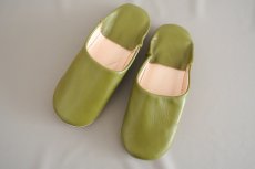 画像2: バブーシュ・無地 （オリーブグリーン）【メンズ】26〜27センチ　ラッピング無料 (2)