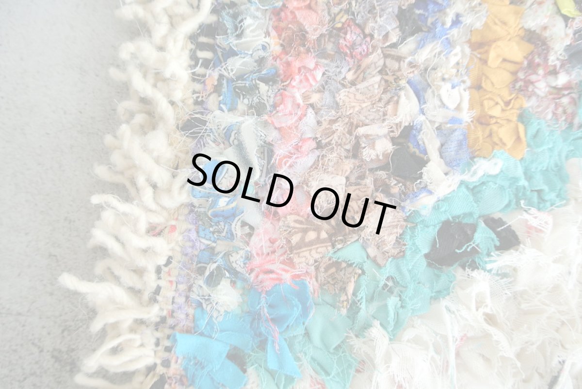 画像6: モロッコラグ｜ボシャルウィット・パステルミックス×グリーンライン（約100×50cm） 一点もの　送料無料　美品 (6)