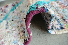 画像7: モロッコラグ｜ボシャルウィット・パステルミックス×グリーンライン（約100×50cm） 一点もの　送料無料　美品 (7)