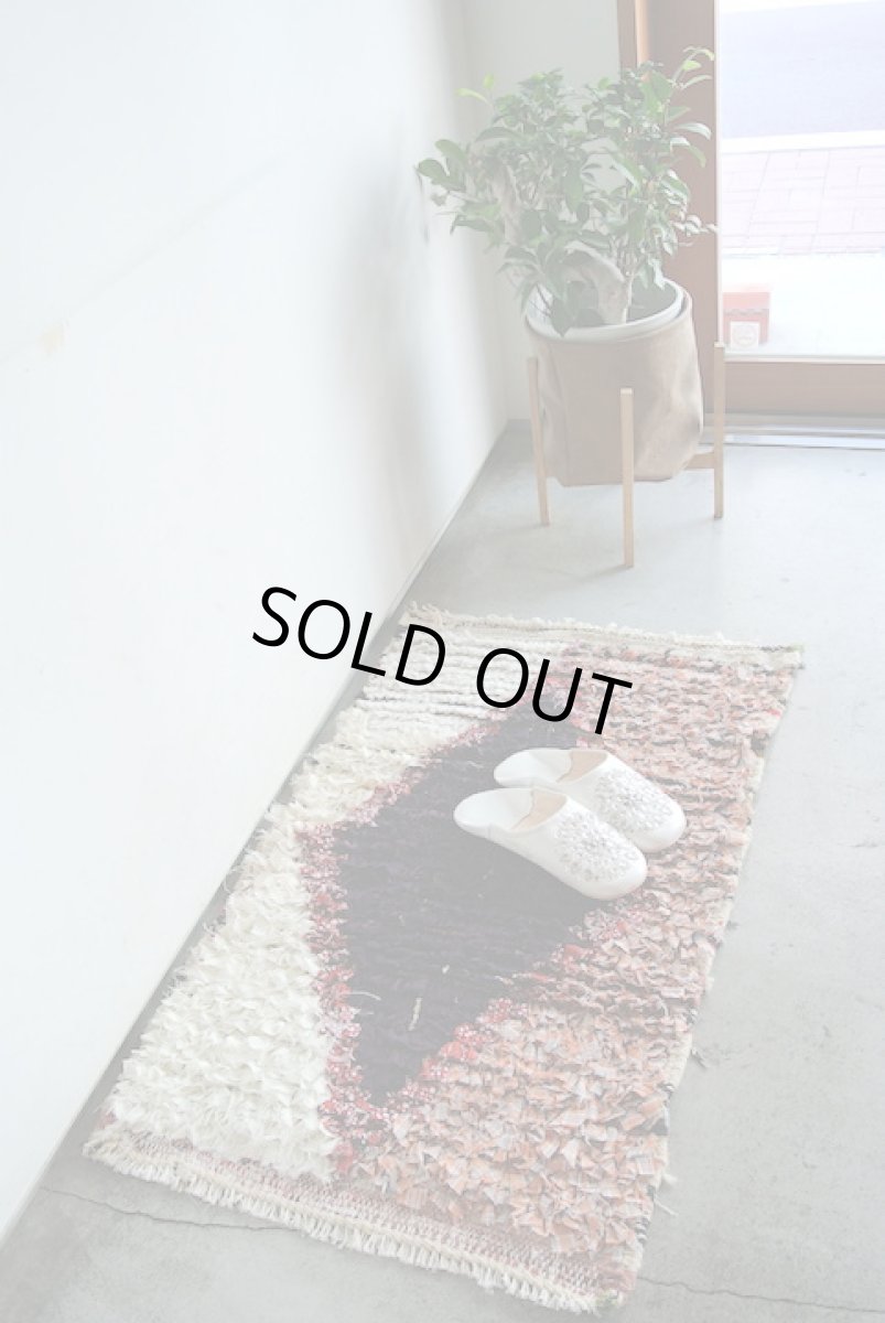 画像2: モロッコラグ｜ボシャルウィット・紫×ピンク（約92×57cm） 玄関マット　一点もの　送料無料　美品 (2)