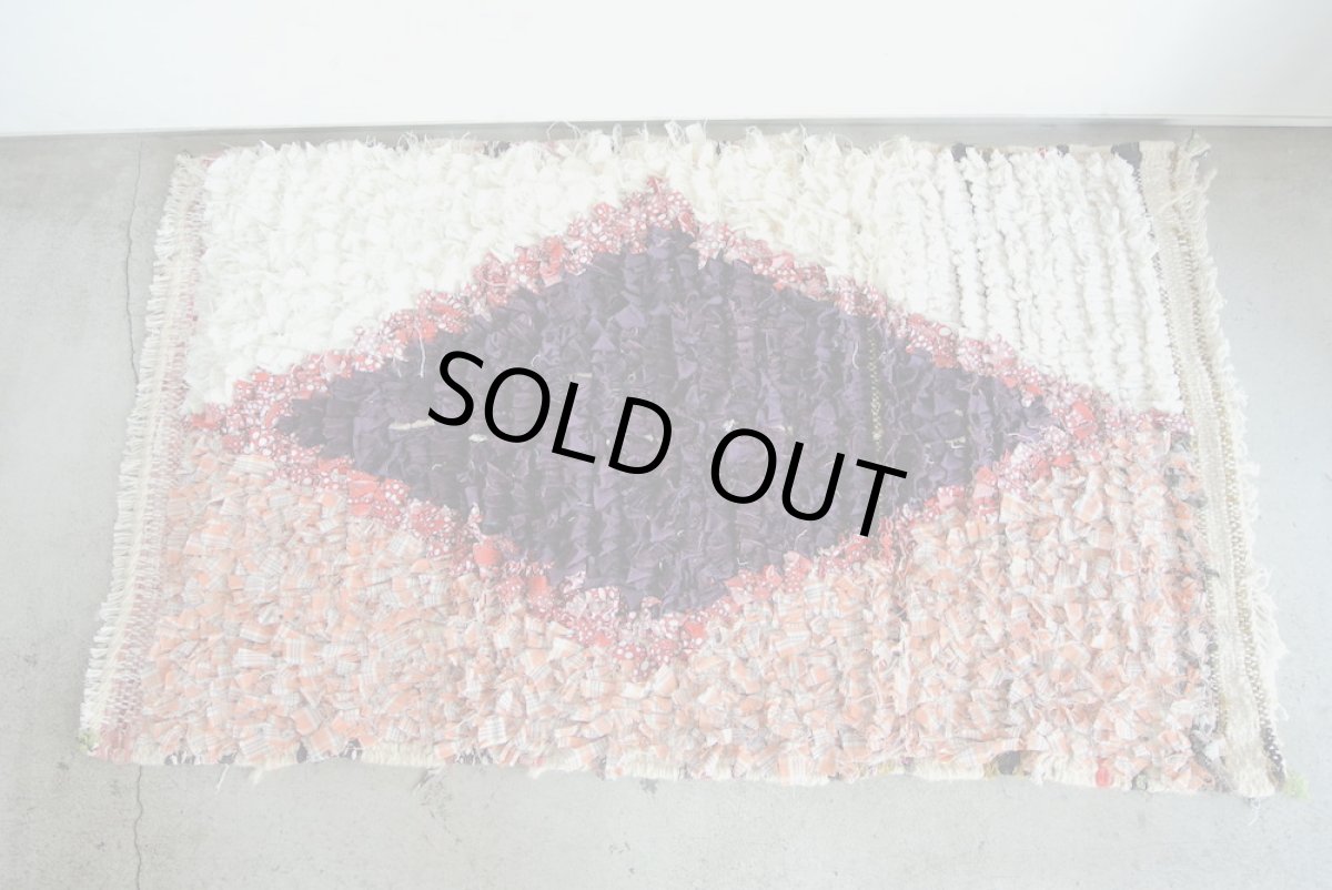 画像3: モロッコラグ｜ボシャルウィット・紫×ピンク（約92×57cm） 玄関マット　一点もの　送料無料　美品 (3)