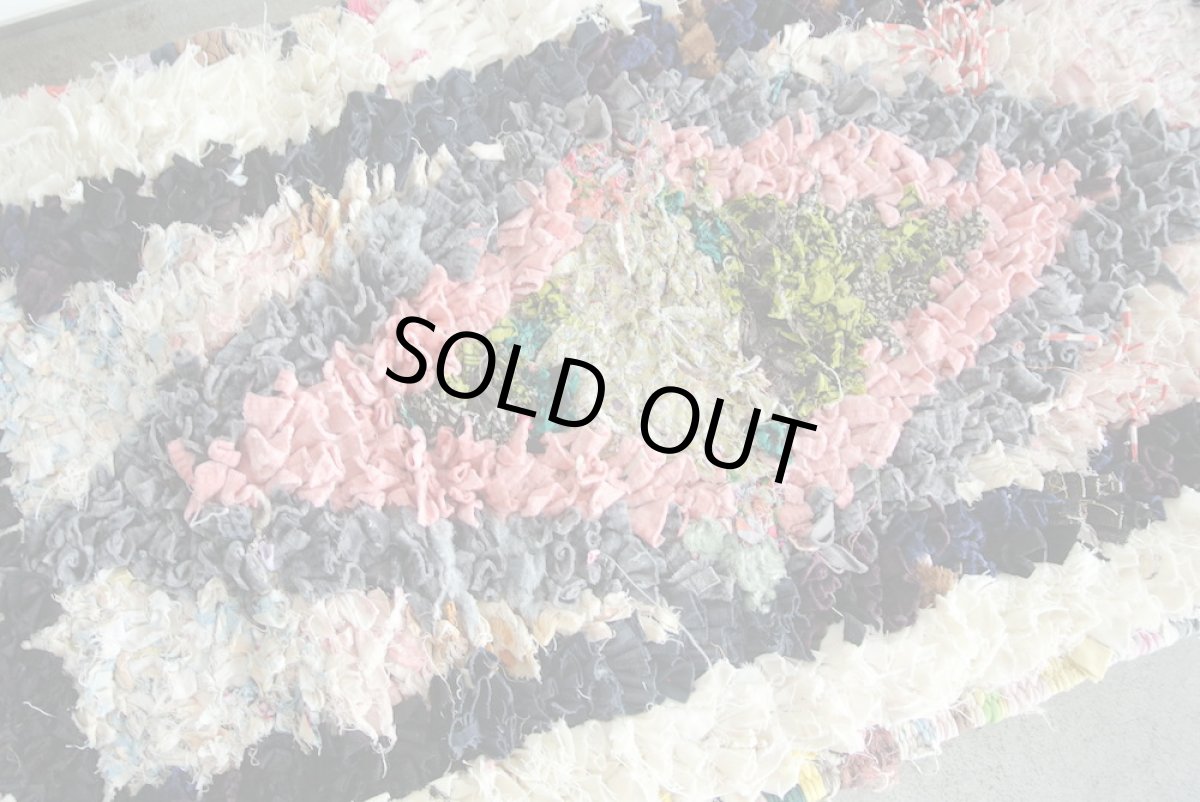 画像5: モロッコラグ｜ボシャルウィット・ホワイト×ピンク（約100×50cm） 一点もの　送料無料　美品 (5)