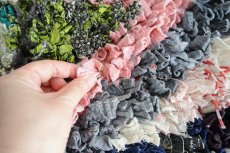 画像6: モロッコラグ｜ボシャルウィット・ホワイト×ピンク（約100×50cm） 一点もの　送料無料　美品 (6)
