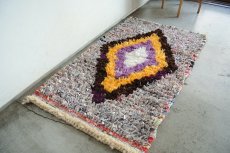 画像4: モロッコラグ｜ボシャルウィット・紫×山吹色（約93×56cm） 一点もの　送料無料　美品 (4)