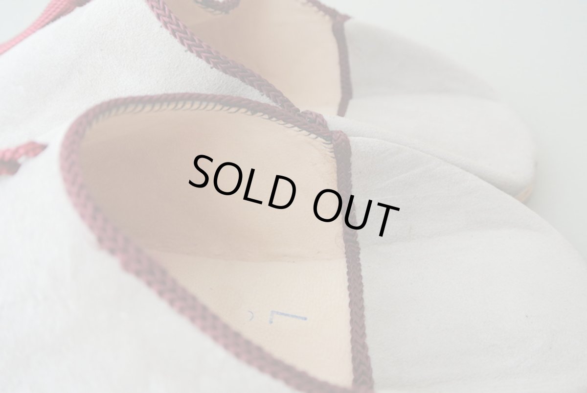 画像5: 外履きバブーシュ｜レディース・スウェード タッセル （グレージュ×えんじ ）22〜23センチ ラッピング無料・メール便可 (5)