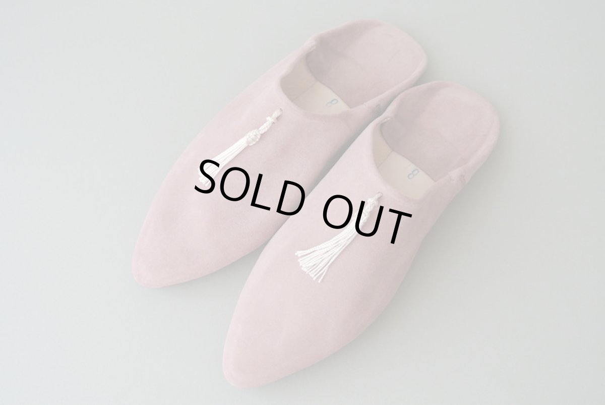 画像2: 外履きバブーシュ|レディース・スウェード タッセル (ピンク×オフホワイト)ラッピング無料・メール便可 (2)