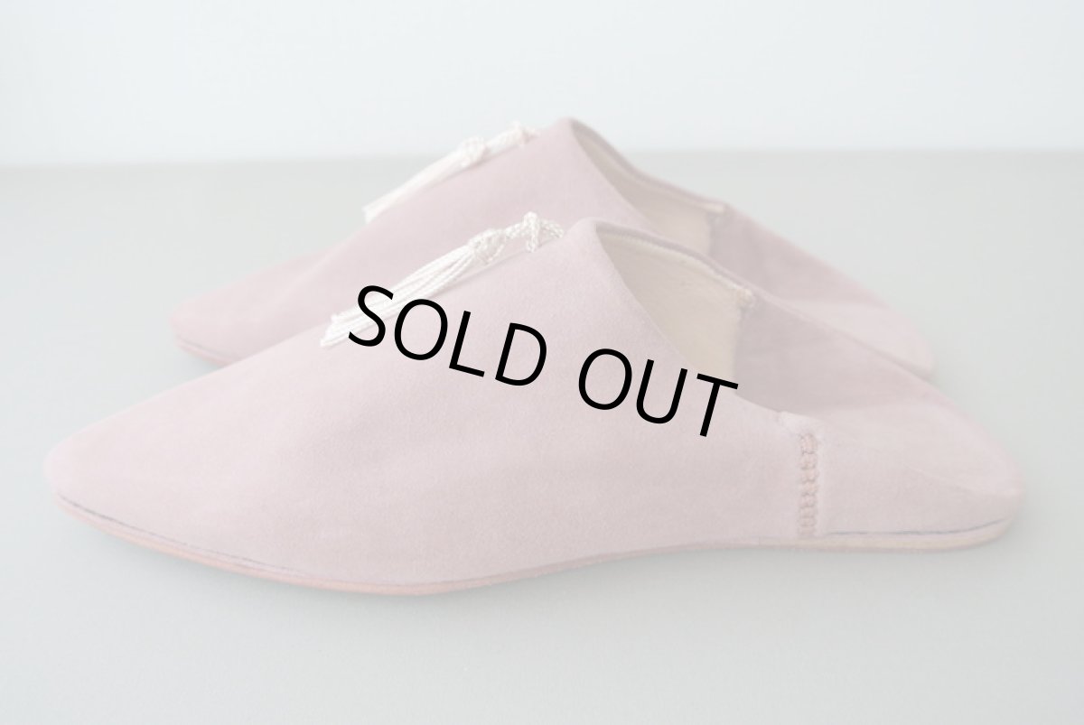 画像4: 外履きバブーシュ|レディース・スウェード タッセル (ピンク×オフホワイト)ラッピング無料・メール便可 (4)