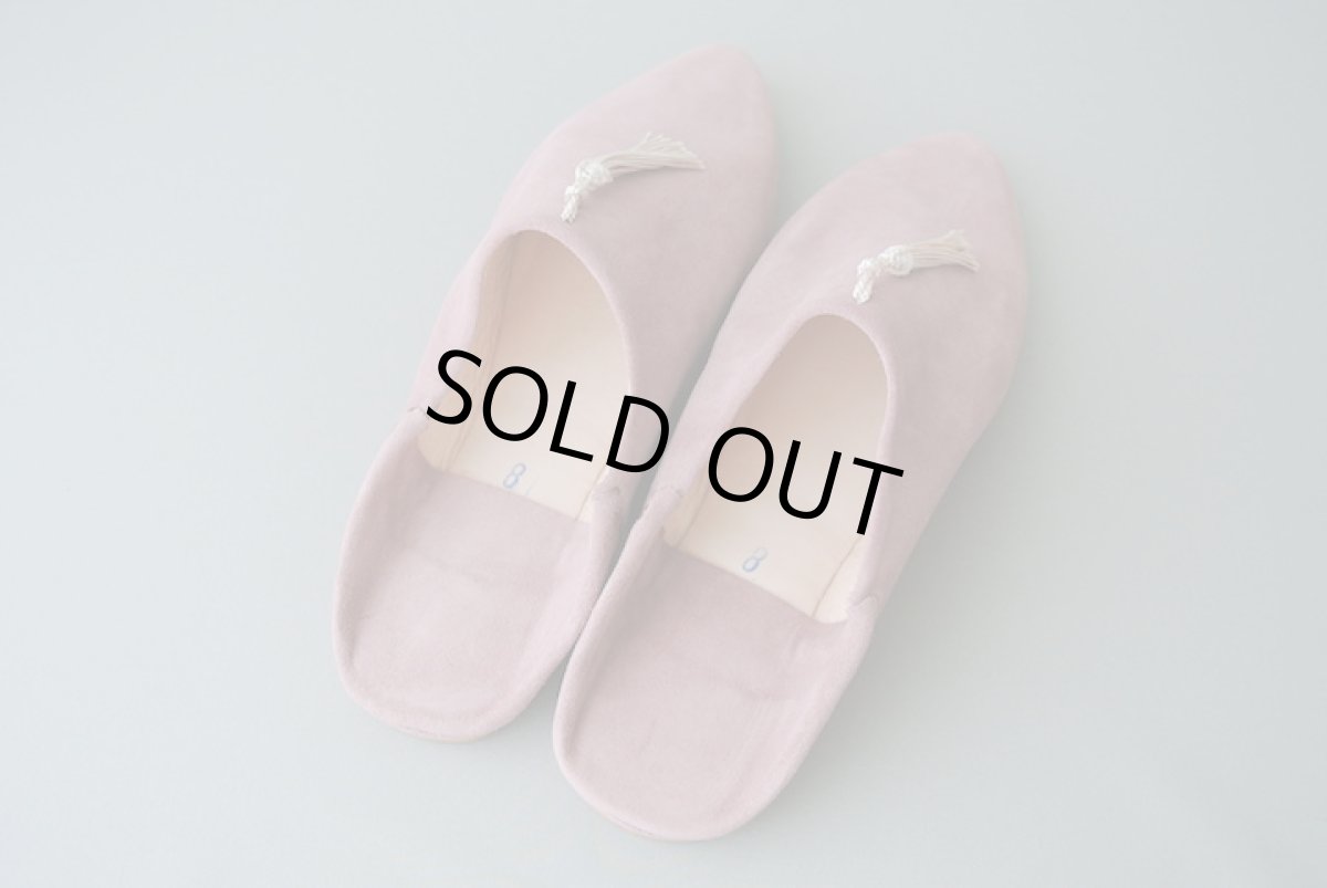 画像6: 外履きバブーシュ|レディース・スウェード タッセル (ピンク×オフホワイト)ラッピング無料・メール便可 (6)