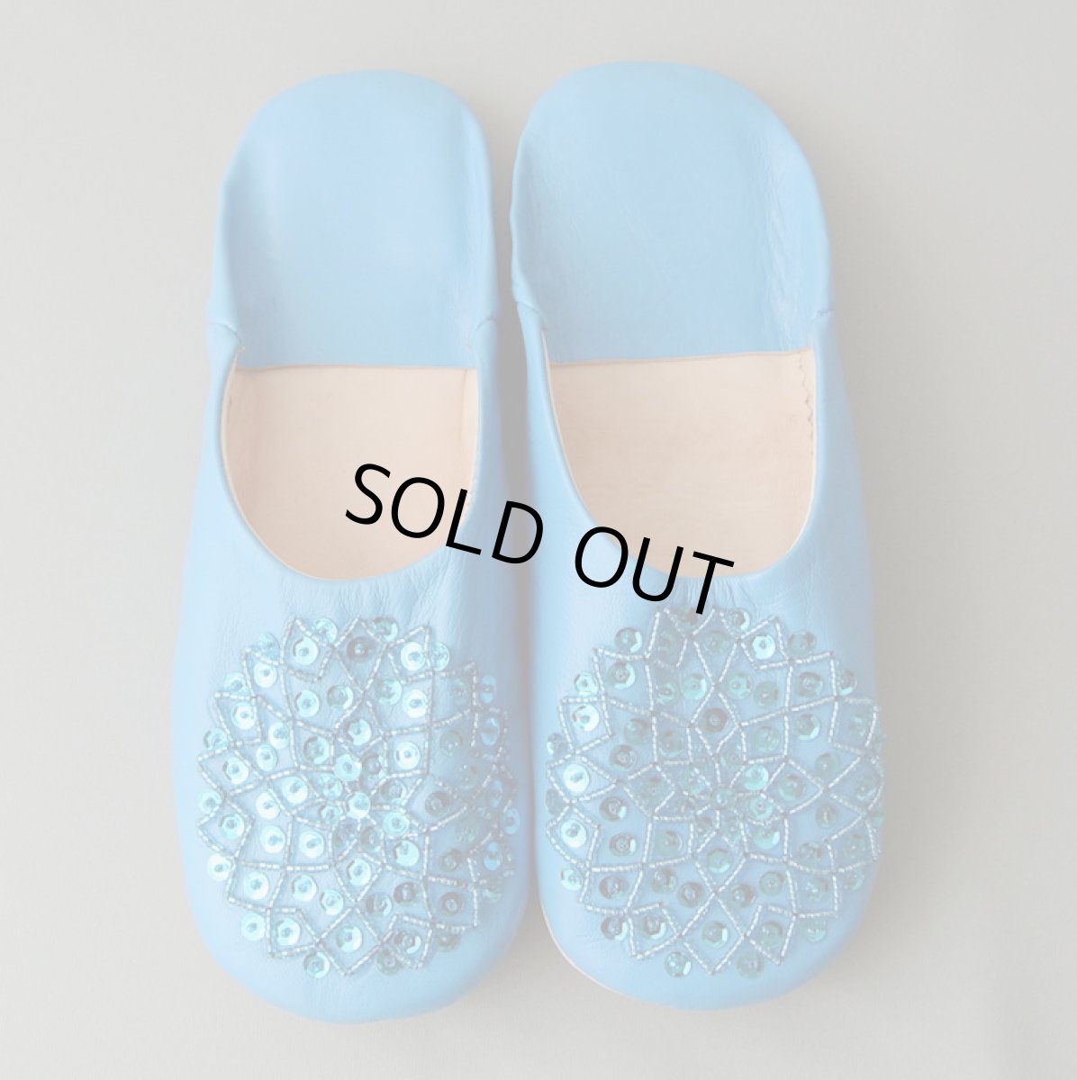 画像1: バブーシュ・スパンコール（ターコイズブルー）24〜25センチ　メール便可・ラッピング無料 (1)