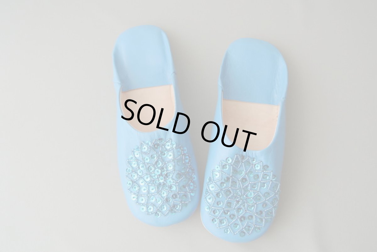 画像2: バブーシュ・スパンコール（ターコイズブルー）24〜25センチ　メール便可・ラッピング無料 (2)