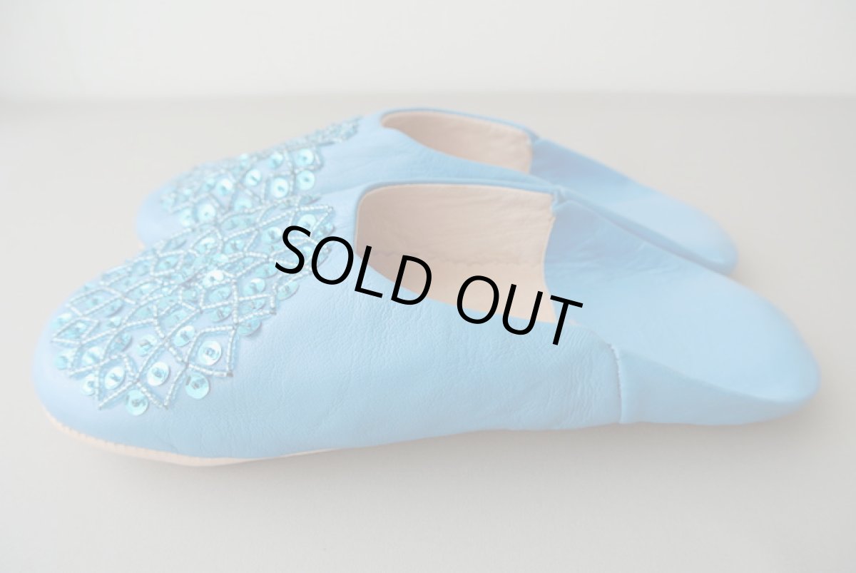 画像4: バブーシュ・スパンコール（ターコイズブルー）24〜25センチ　メール便可・ラッピング無料 (4)