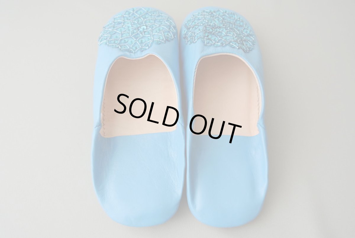 画像6: バブーシュ・スパンコール（ターコイズブルー）24〜25センチ　メール便可・ラッピング無料 (6)