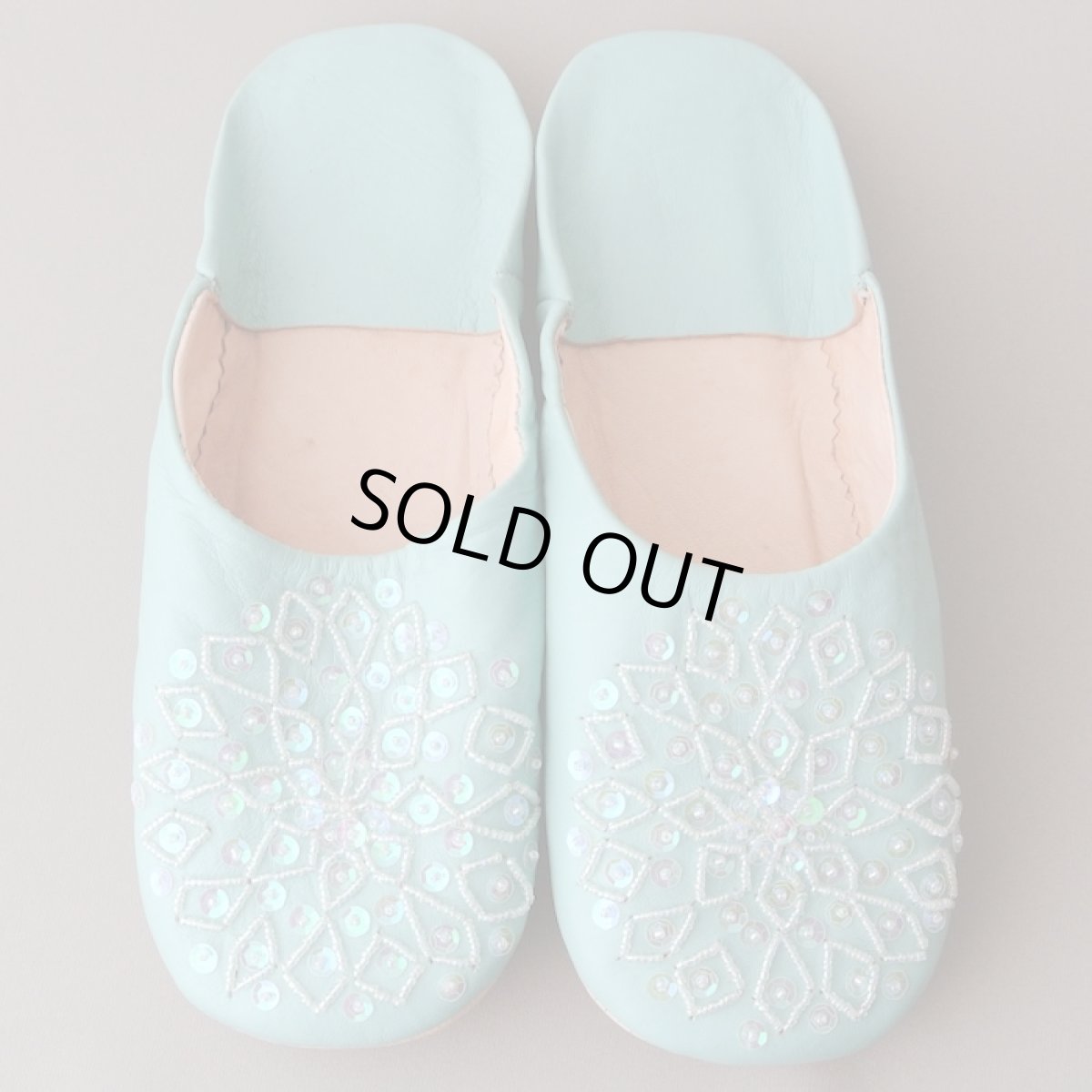 画像1: バブーシュ・スパンコール（ブルーグリーン）24〜25センチ 【ちょっと訳あり】 (1)