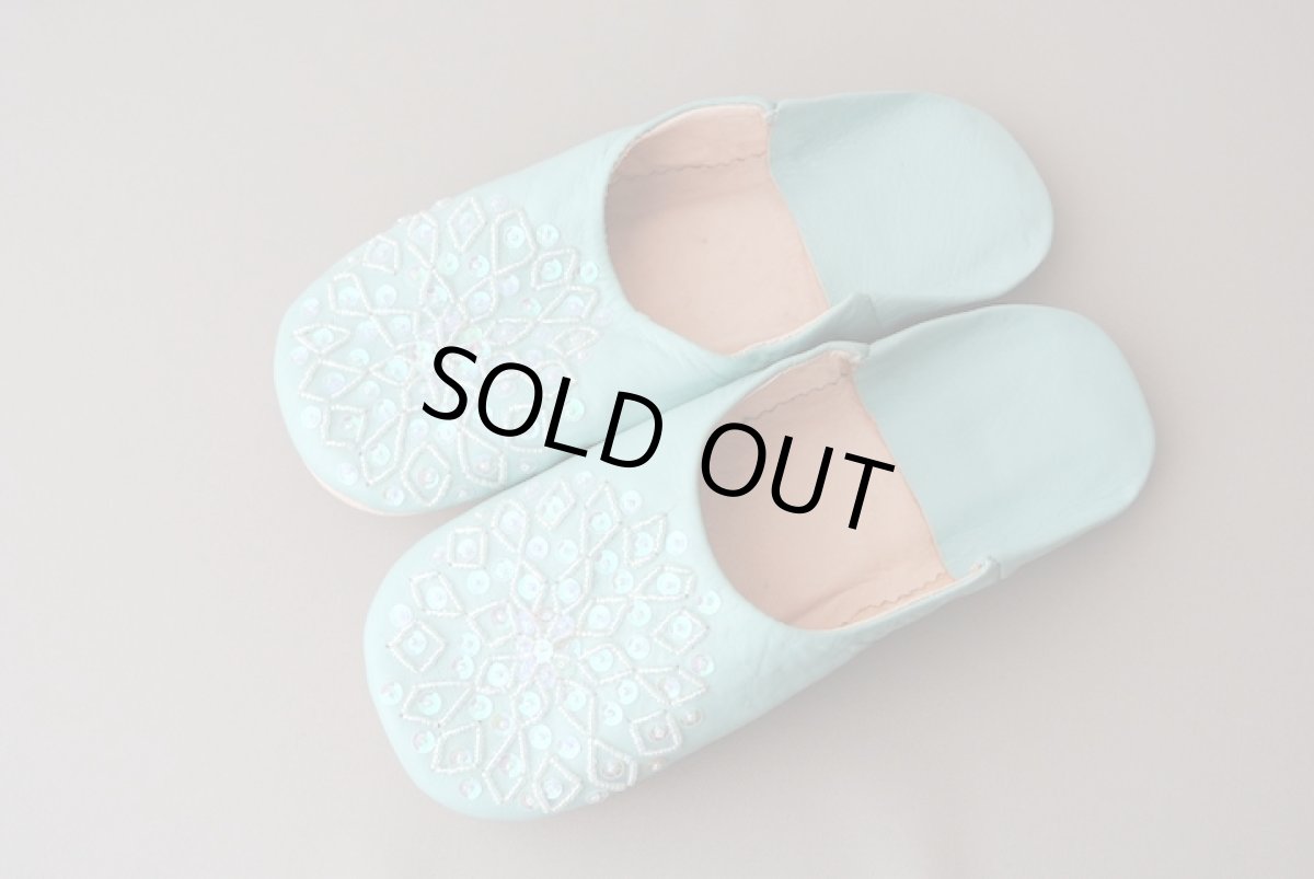 画像2: バブーシュ・スパンコール（ブルーグリーン）24〜25センチ 【ちょっと訳あり】 (2)