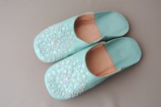 画像2: バブーシュ・スパンコール（ブルーグリーン）24〜25センチ 【ちょっと訳あり】 (2)