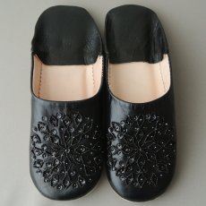 画像1: バブーシュ・スパンコール （ブラック）24〜25センチ 【ちょっと訳あり】 (1)