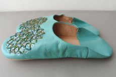 画像4: バブーシュ・スパンコール（ミントグリーン×MIX）24〜25センチ 【ちょっと訳あり】 (4)