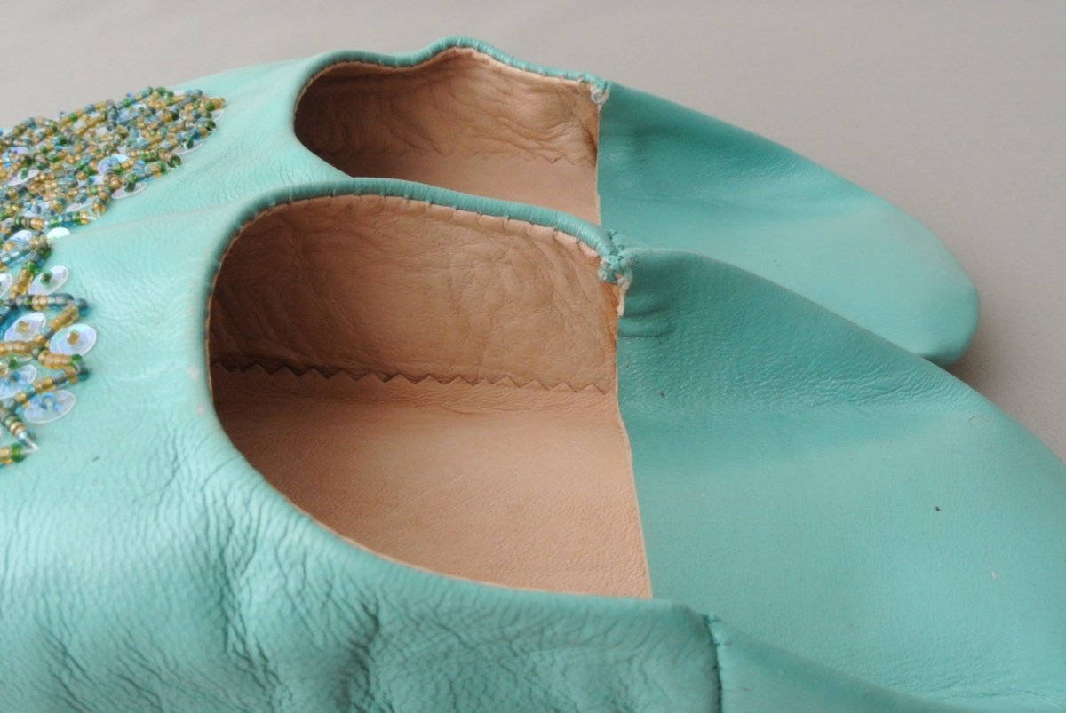 画像5: バブーシュ・スパンコール（ミントグリーン×MIX）24〜25センチ 【ちょっと訳あり】 (5)